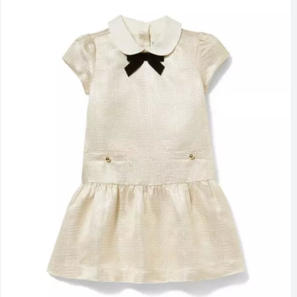 Janie and Jack Gold Metallic Brocade Dropwaist Dress 7